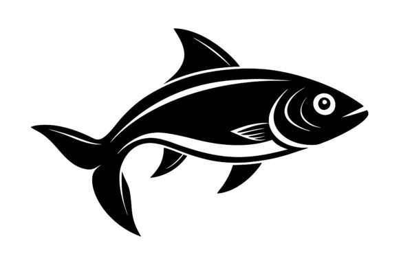 Black Silhouette of a Fish Swimming