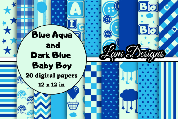 Blue Aqua and Dark Blue Baby Boy Papers