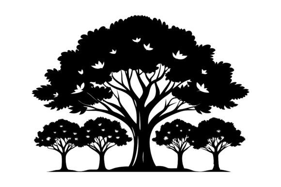 Deciduous Trees Silhouette Vector: A Versatile Design Element for Creative Projects