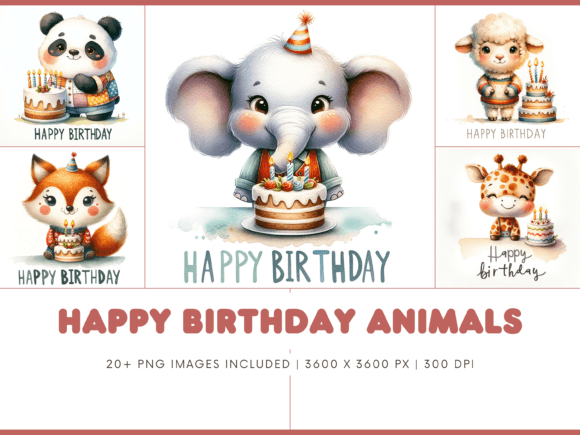 Enhancing Design Projects with Happy Birthday Animals Clipart PNG
