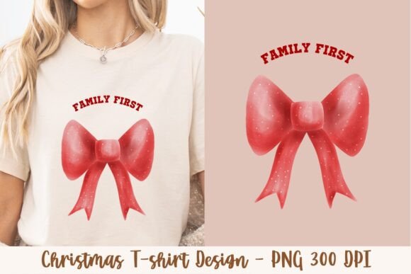 Family First Red Bow Glitter – A Festive Design for Creative Projects