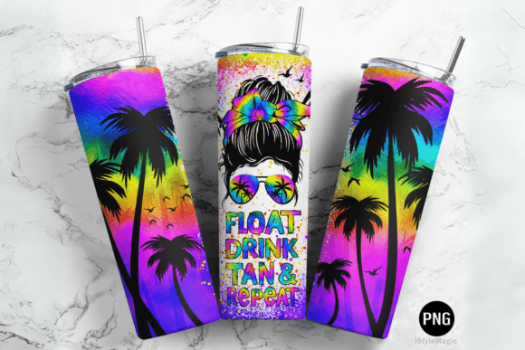 Float Drink Tan Repeat Summer Tumbler Design