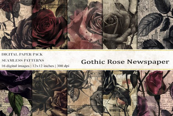 Gothic Rose Newspaper Digital Papers