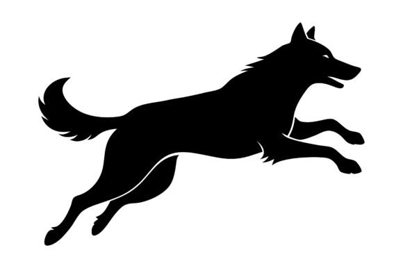 Leaping Dog Silhouette Vector Design