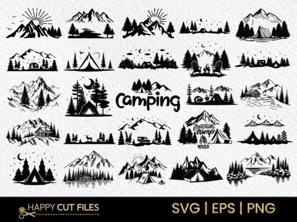 Mountain Camping Forest Tree SVG Bundle